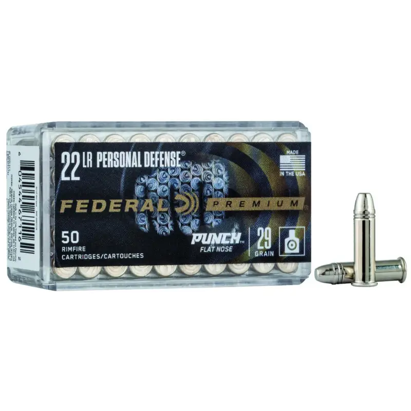 Federal PD22L1 Premium Personal Defense 22 LR 29GR Punch Flat Nose 50 Rounds Next Day Delivery