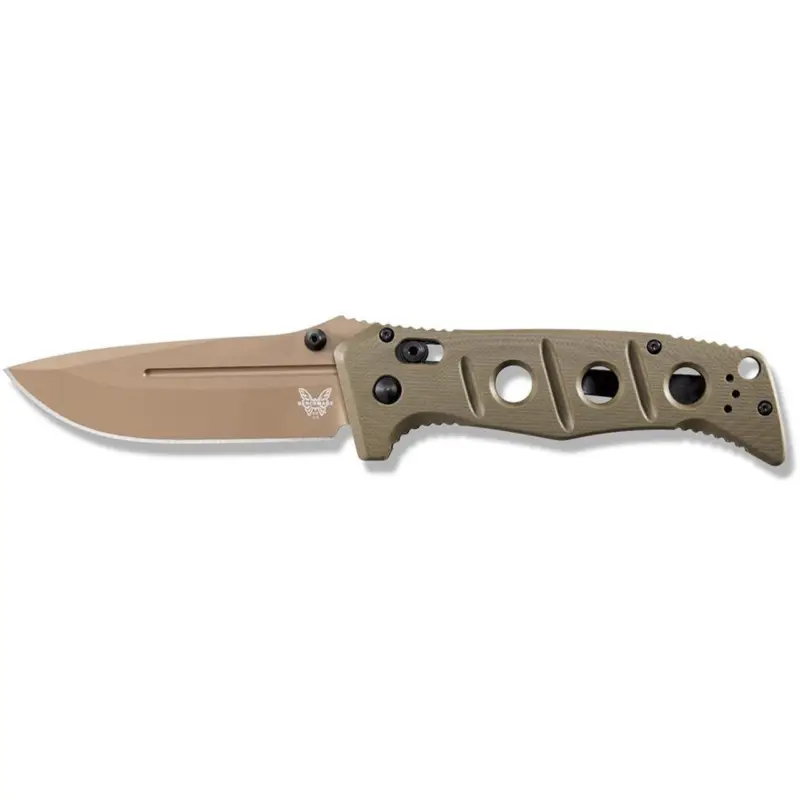 Benchmade 275FE-2 Adamas Folding Knife 3.78" Drop Point CMP-CRUWEAR Flat Dark Earth Blade G-10 Handle Ranger Green Crafted