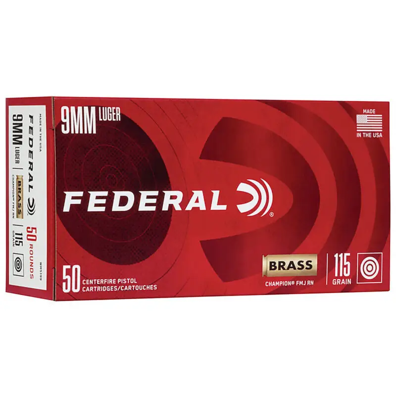 Federal Champion WM5199 9mm Luger Ammo 115GR FMJ 50 Rounds High Quality