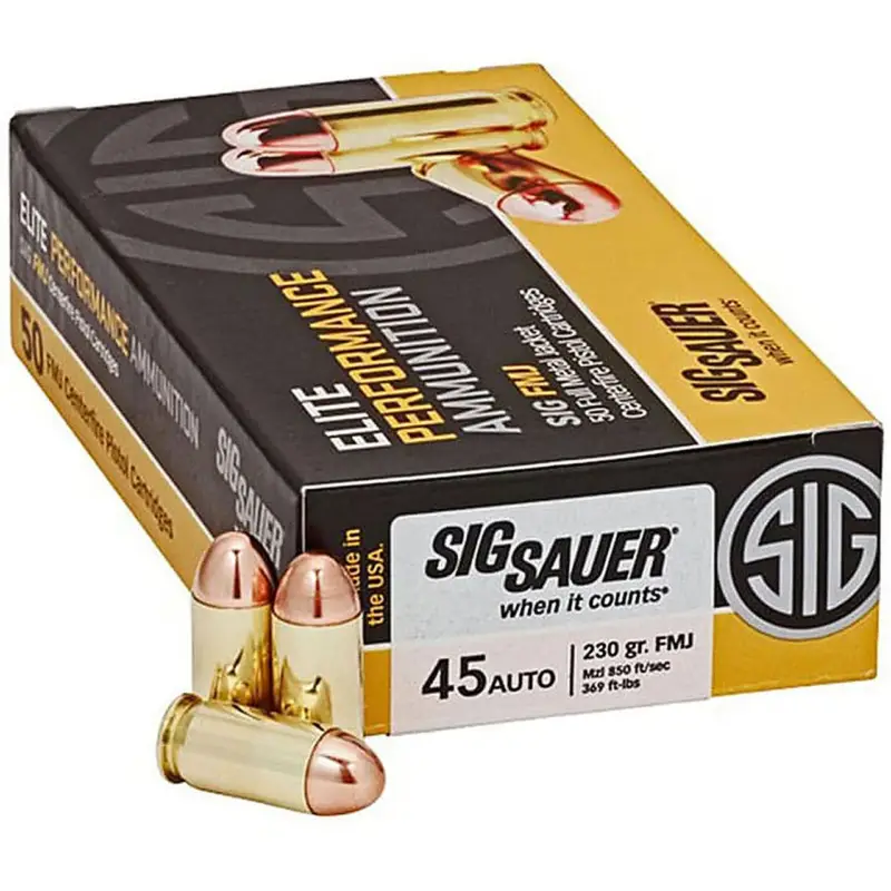 Must Have Sig Sauer Elite Performance Ammunition 45 ACP 230GR FMJ, E45BA3-50