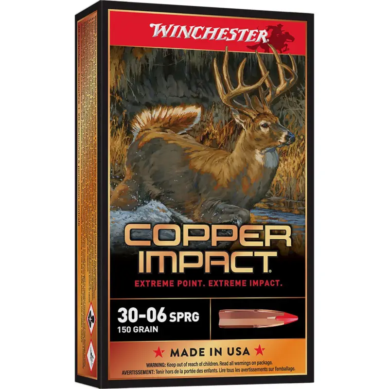 Trusted Brand Winchester Ammo X3006CLF Copper Impact 30-06Springfield 150gr Copper Extreme Point Lead Free 20 Per Box/10 Case