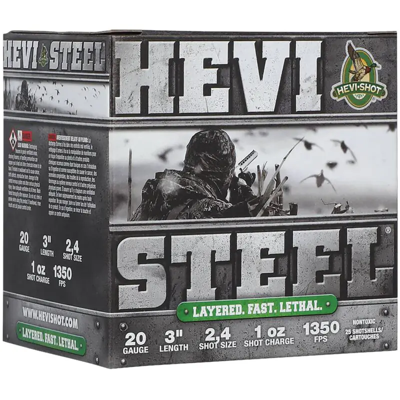 Price Drop HEVI-Shot HS62024 HEVI-Steel Waterfowl 20Gauge 3" 1oz 2/4Shot 25 Per Box/10 Case