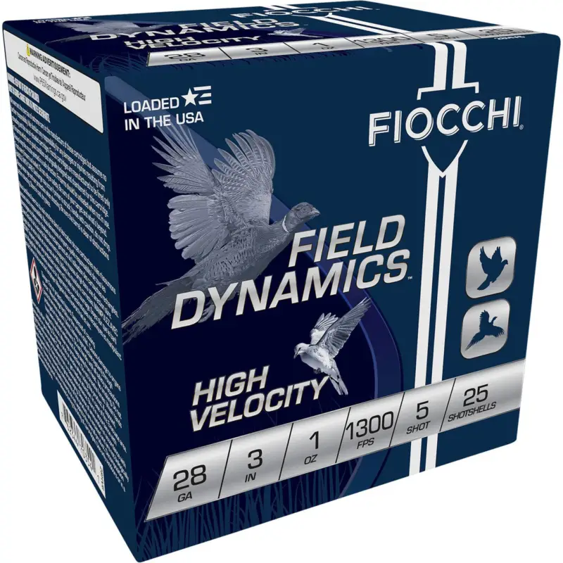 Fiocchi 283HV5 Field Dynamics High Velocity 28Gauge 3" 1oz 5Shot 25 Per Box/10 Case Direct From Factory