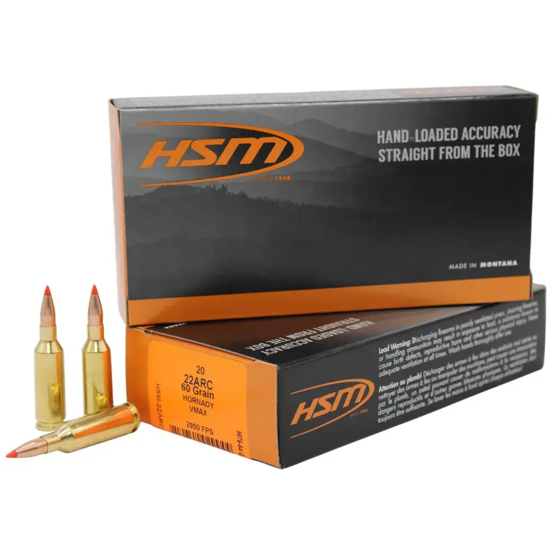 Genuine HSM 22ARC3N Varmint 22ARC 60gr V-Max 20 Per Box/25 Case