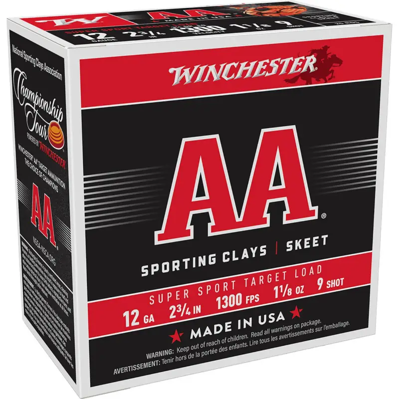 Winchester Ammo AASC129 AA Super Sport Sporting Clay 12Gauge 2.75" 1 1/8oz 9Shot 25 Per Box/10 Case New Arrival