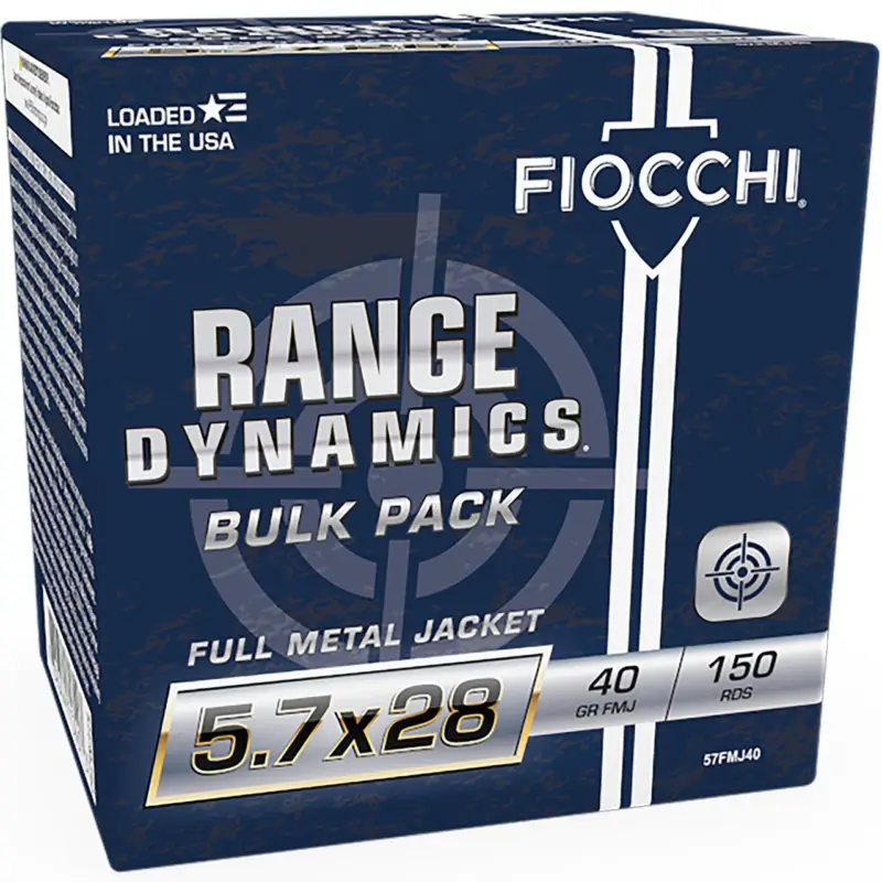 Fiocchi 57FMJ40 Range Dynamics 5.7x28mm 40gr Full Metal Jacket 150 Per Box/3 Case *Bulk Limited Time