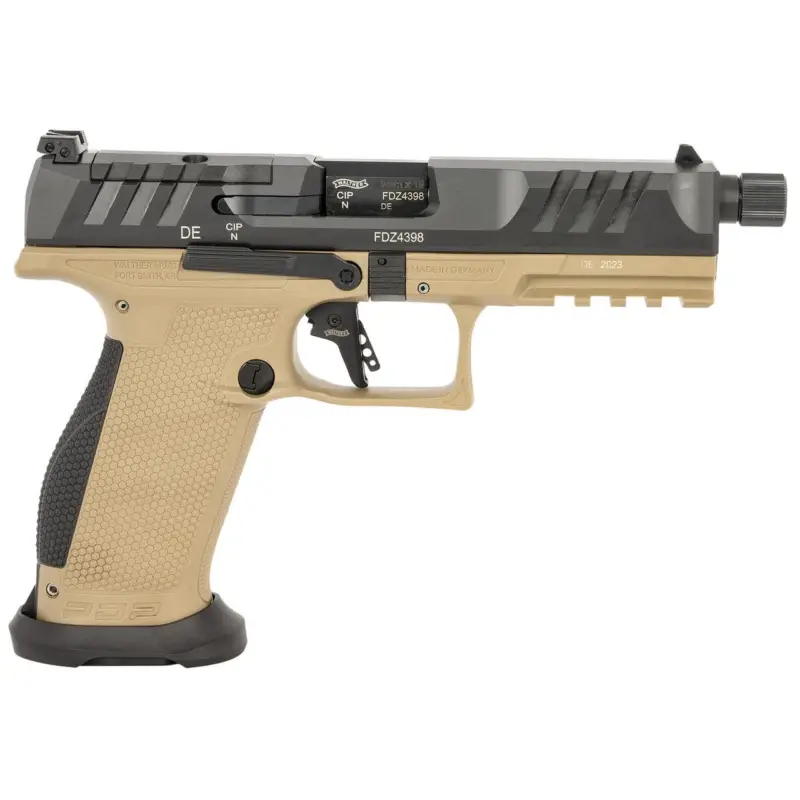 Brand New Walther Arms 2876582 PDP Pro SD 9mm Luger 18+1 5.10" Threaded Barrel, Black Optic Cut/Serrated Slide, FDE Polymer Frame with Pic. Rail, Performance Duty Grip, Flared Magwell