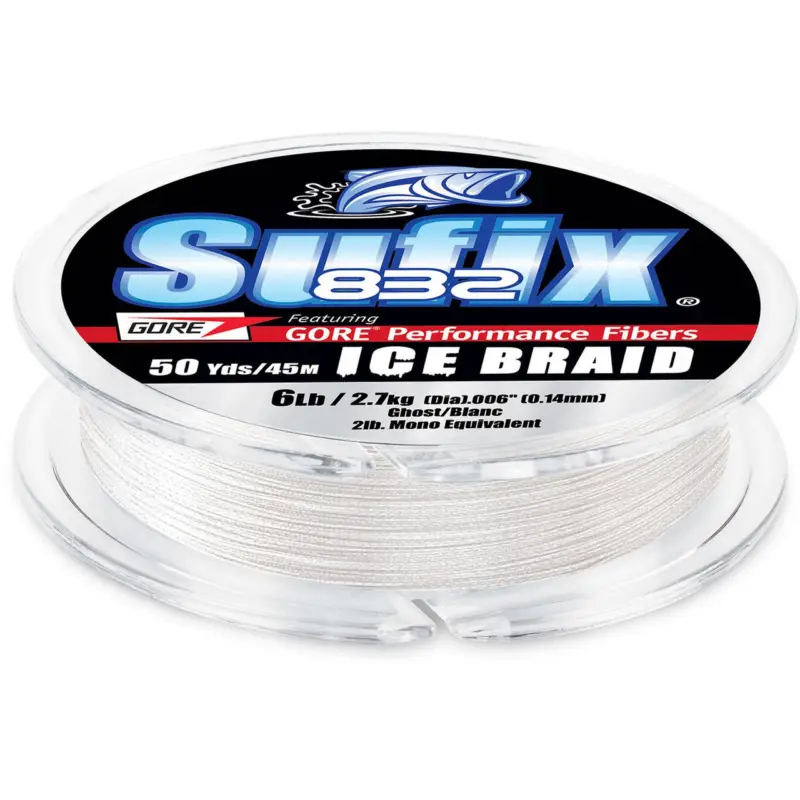 Today Only Sufix 832 Advanced Ice Braid Ghost 6LB 50 yds.