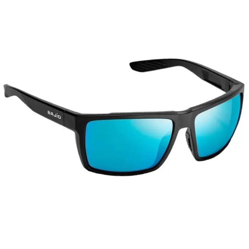 Bajio Stiltsville Sunglasses Matte Black frame / Blue Mirror Polycarbonate Lens Authentic