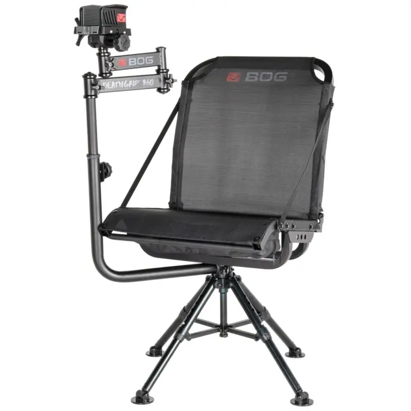 Genuine Bog-Pod 1134447 DeathGrip 360 Shooting Rest Chair, Black Aluminum, Extendable Leg Height, 400lbs. Weight Capacity