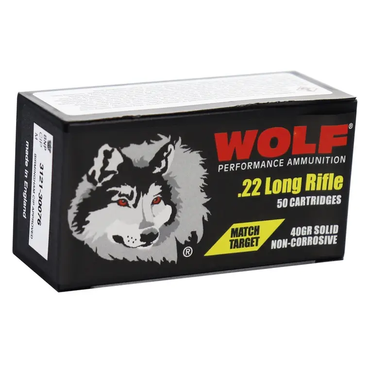 WolfMatch Target Ammo | 22LR | 40 Grain | Lead Round Nose | 500 Round Box | 22MT Big Sale