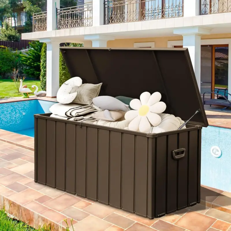Waterproof Steel Outdoor Box 190 Gallon Metal Deck Storage Box High Quality