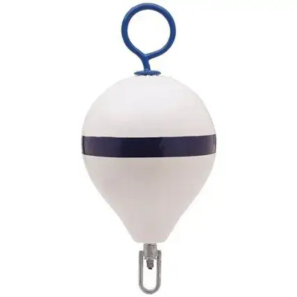Polyform 17" Cm Mooring Buoy W/Galvanized Iron - White Blue Stripe Flash Sale