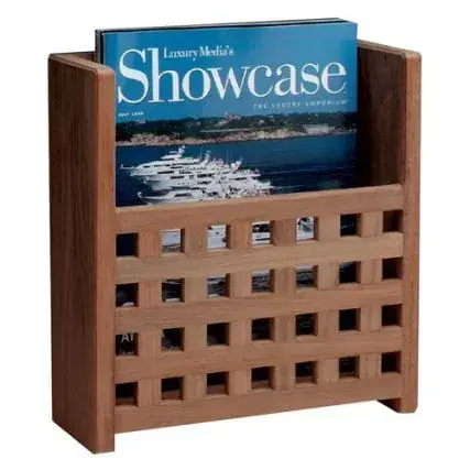 Whitecap Teak Grate Front Magazine Rack Crafted