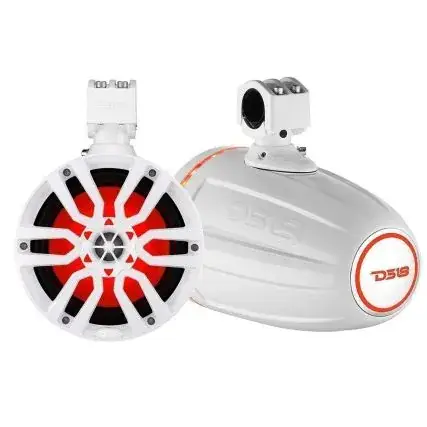 Markdown Ds18 X Series Hydro 8" Wakeboard Pod Tower Speaker W/Rgb Led Light - 375w - White