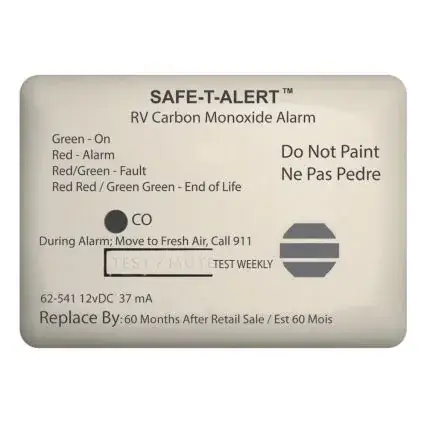 Genuine Safe-T-Alert 62 Series Carbon Monoxide Alarm - 12v - Rv Surface Mount - White