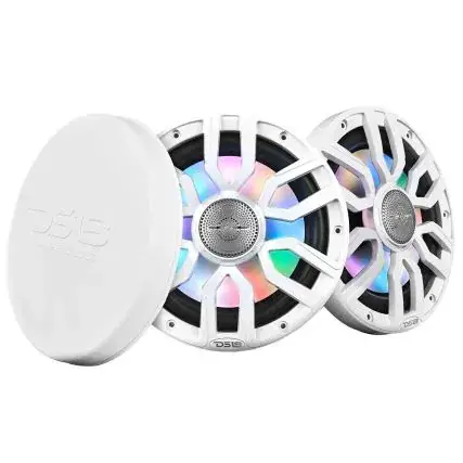Ds18 8" 2-Way Coaxial Marine Speakers W/Digital Led Lights & Bullet Tweeter - White - 175w, 4-Ohm Authentic