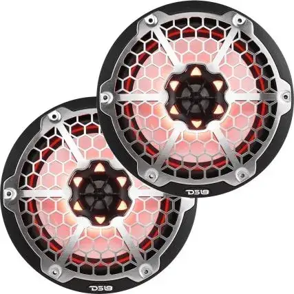 Direct From Factory Ds18 New Edition Hydro 8" 2-Way Marine Speakers W/Rgb Led Lighting 375w - Black
