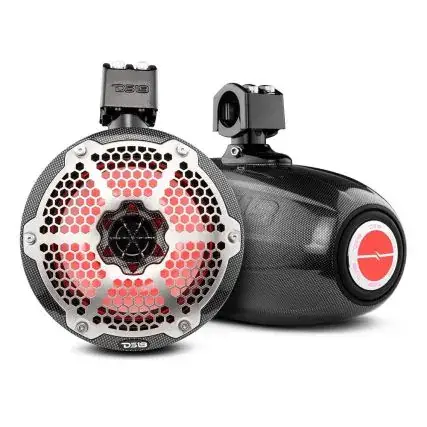 Ds18 X Series Hydro 8" 2-Way Wakeboard Pod Tower Speakers W/1 Driver & Rgb Lights - 550w - Black Carbon Big Sale