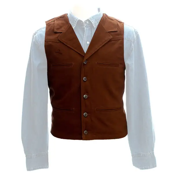 WYOMING TRADERS Men's Bronco Regular Chocolate Canvas Vest (VCC) Save Now