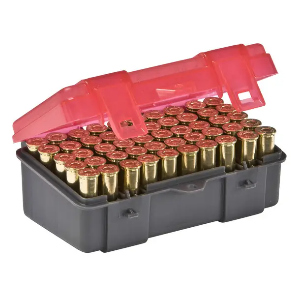 Sale Plano Ammunition Box, Holds 50 Rounds of .357/.38 Sp/.38 Handgun Rounds, Charcoal/Rose122550