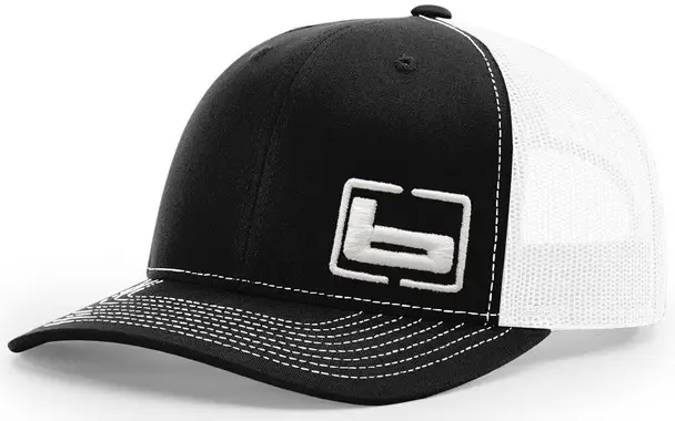 Markdown BANDED Trucker Black/White Side Logo Cap (B03583)