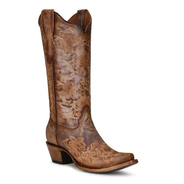 Discount CORRAL Women's Brown Embroidery Snip Toe Boots (L2038)