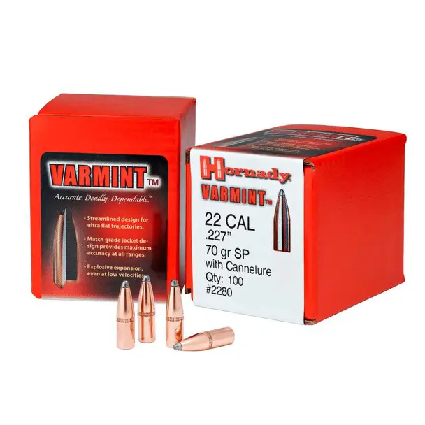 HORNADY 22 Cal .224 55Gr SPSX 100Rd Box Bullets (2260) Certified