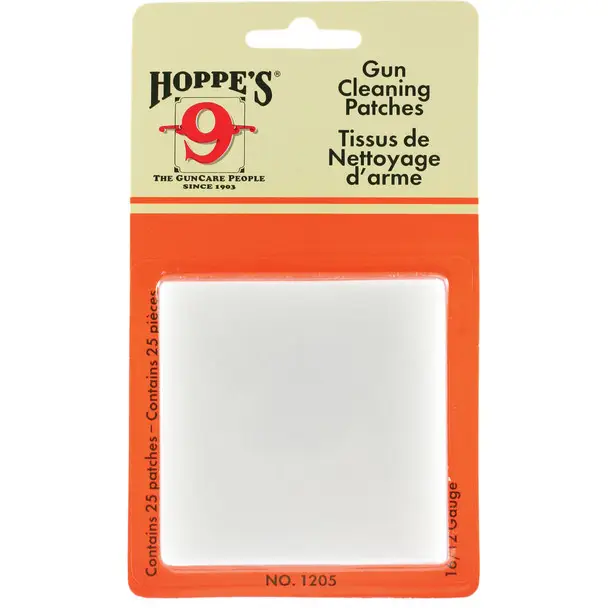 HOPPE'S 25-Pack 12 and 16 Gauge Gun Cleaning Patches (1205) Free Returns