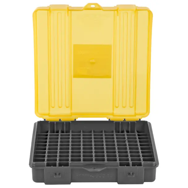 Plano Ammunition Box, Holds 100 Rounds of .357/.38 Sp/.38 Handgun Rounds, Amber/Charcoal 122400 Trending