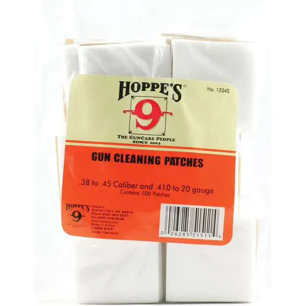 High Quality HOPPE'S 500-Pack .38 and .45 Caliber Gun Cleaning Patches (1204S)