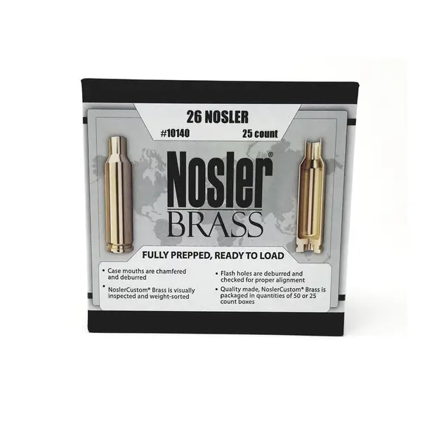 Clearance NOSLER Custom .26 Nosler Unprimed Brass Cases (10140)