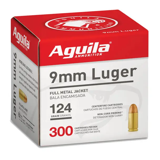 Weekend Sale AGUILA 9mm Luger 124Gr FMJ 300rd Box Handgun Ammo (1E092108)