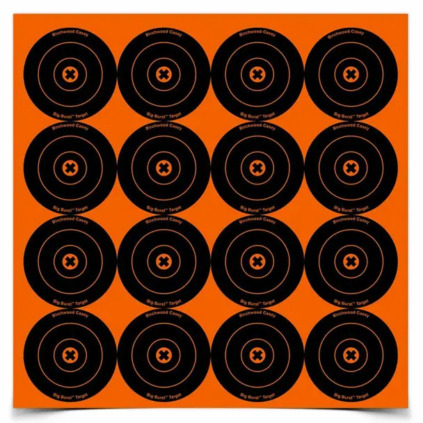 BIRCHWOOD CASEY Big Burst 3in Bull's-Eye Target, 16 per Page/3 Pages (36348) Certified