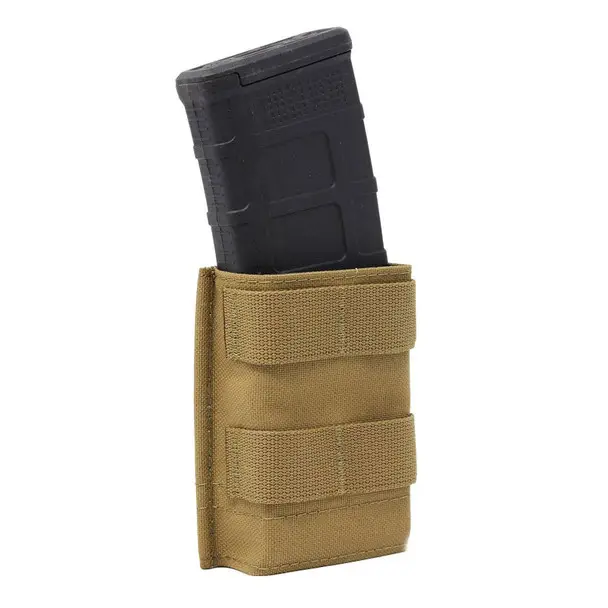 Exclusive Offer ESSTAC Single 5.56 Coyote Brown Midlength KYWI Pouch with Webbing, 2x Fight Light Malice Attachment (556.S.M-2xFLM-COY)