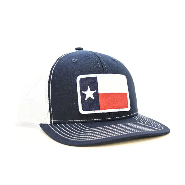 WEBY Richardson 112 Navy/White/Texas Flag Trucker Hat (HAT-112FLEX-NVY-WHT-TX) Clearance
