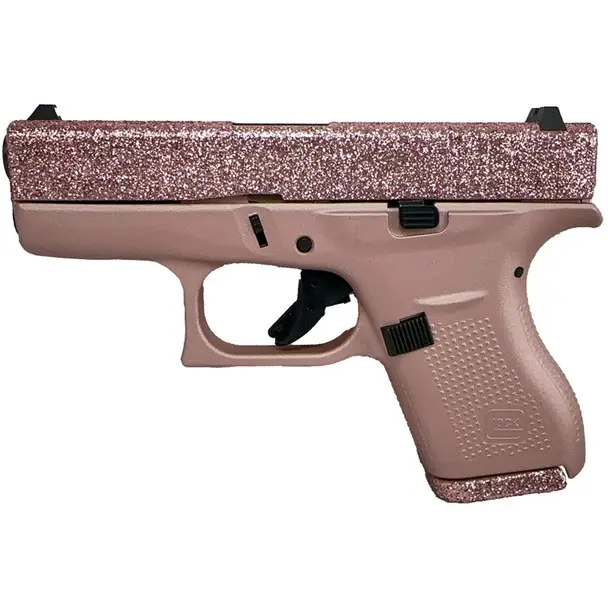 Best Choice GLOCK 42 380 ACP 3.25in 2x6rd Rose Gold Glitter Gunz Semi-Auto Pistol (UI4250201RGGG)