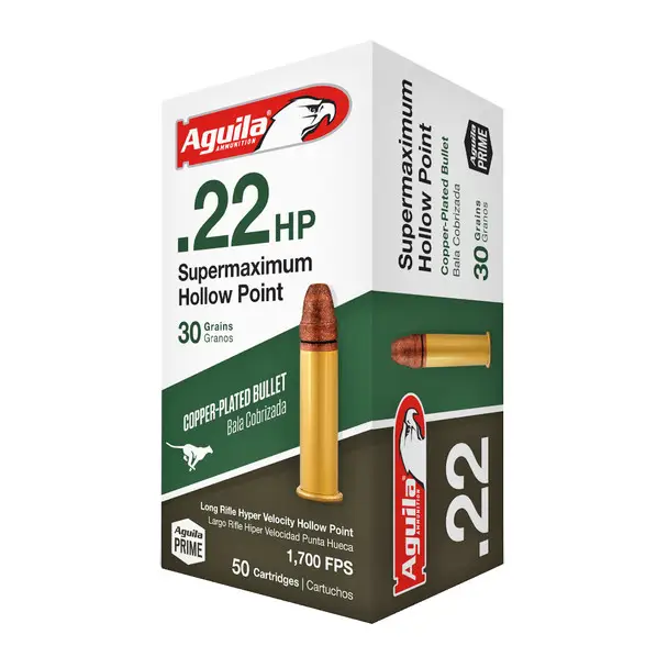 Aguila Supermaximum 22LR 30 gr Copper Plated HP Brass Hyper Velocity 50/Box Ammo (1B220297) Save Now