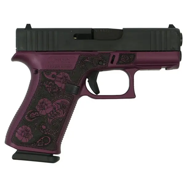 Special Discount GLOCK G43X 9mm Luger 3.41in 10rd Full Engraved Paisley Black Cherry Semi-Automatic Pistol (UX4350201FRMODBCP)