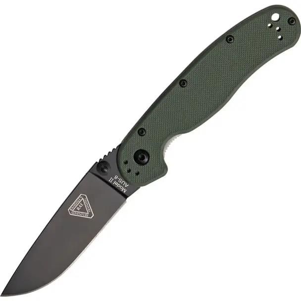 Hot Deal ONTARIO KNIFE COMPANY RAT II Folder OD Green Folding Knife (ON8861OD)