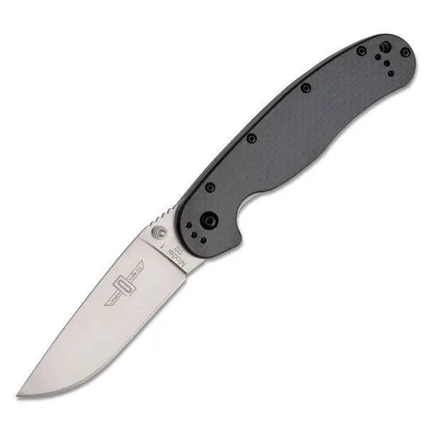 Top Rated ONTARIO KNIFE COMPANY RAT I Carbon Fiber 3.5in Satin D2 Steel Linerlock Folding Knife (ON8867CF)