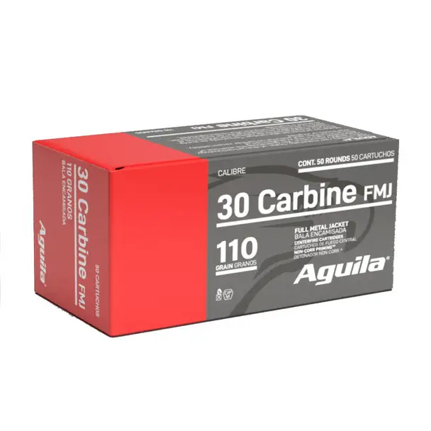 Certified AGUILA .30 Carbine 110Gr FMJ 50rd Box Rifle Ammo (1E302110)
