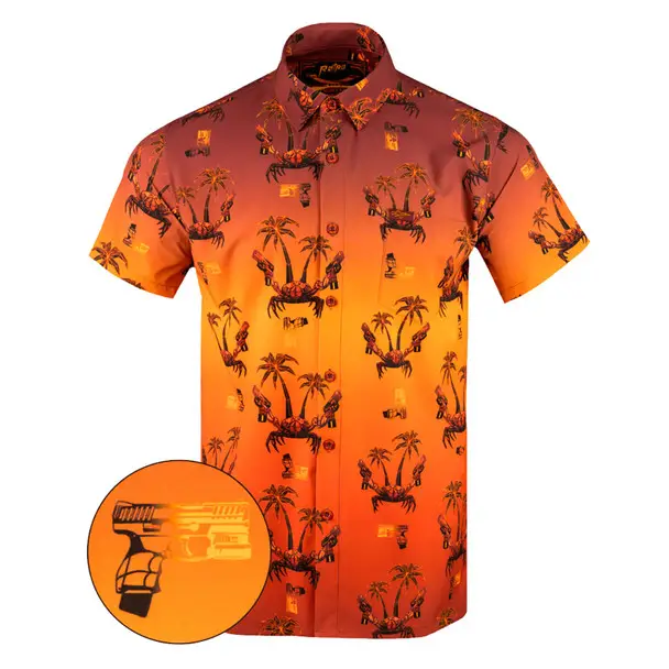In Demand RETRO RIFLE Synth Crab Button Down Short Sleeve Shirt (82297284)