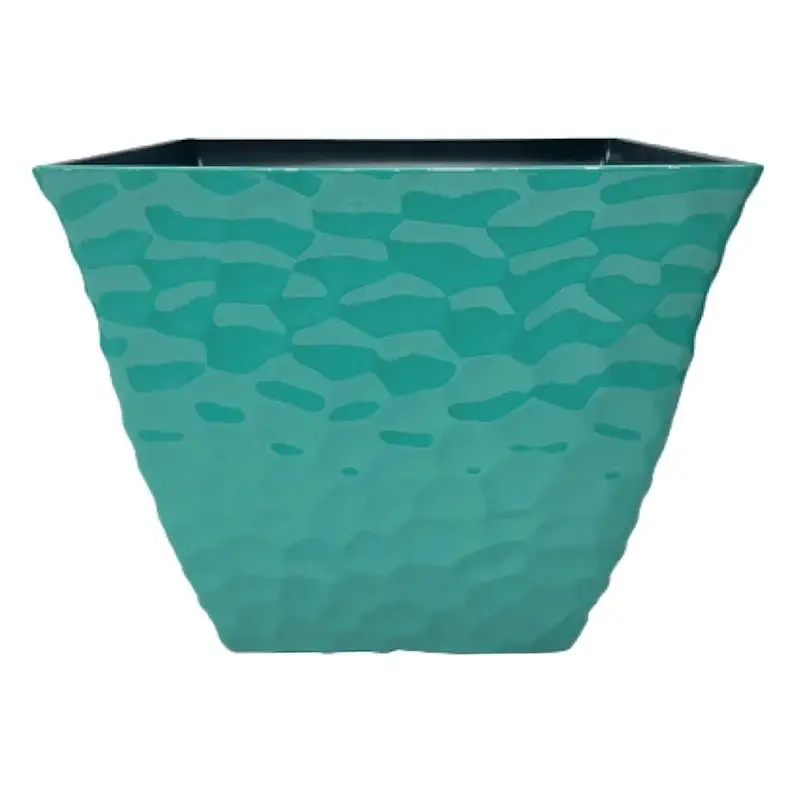 Comb Teal Outdoor Square Planter, Medium Brand New