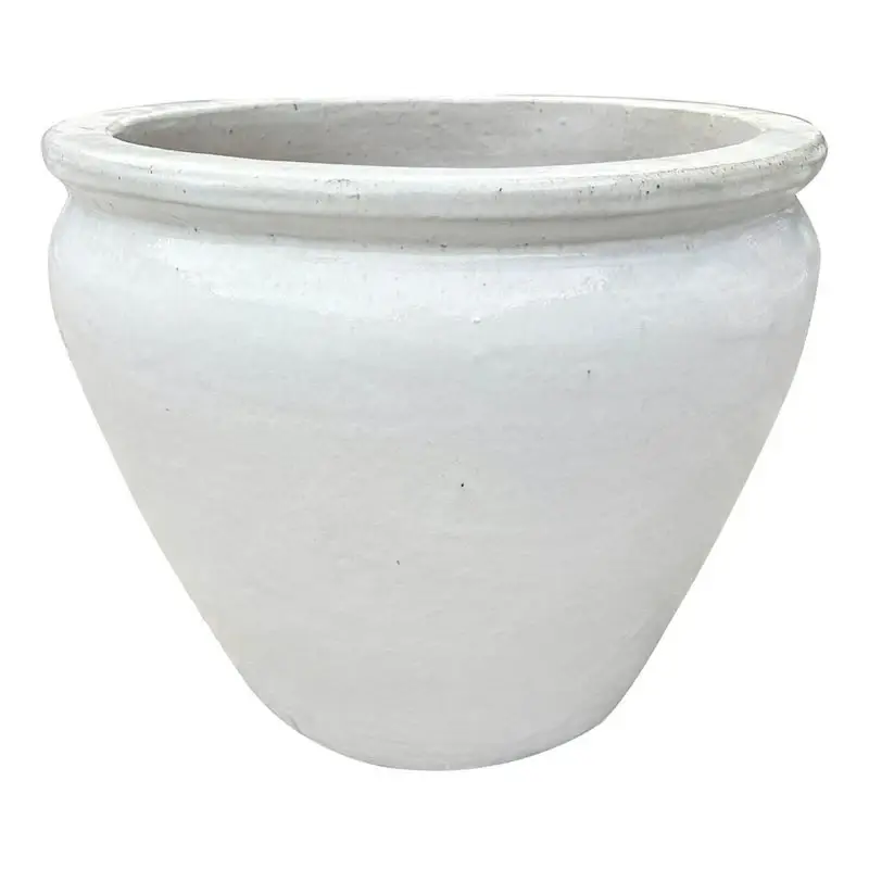 Arcadia White Ceramic Outdoor Planter, Medium Instant Buy