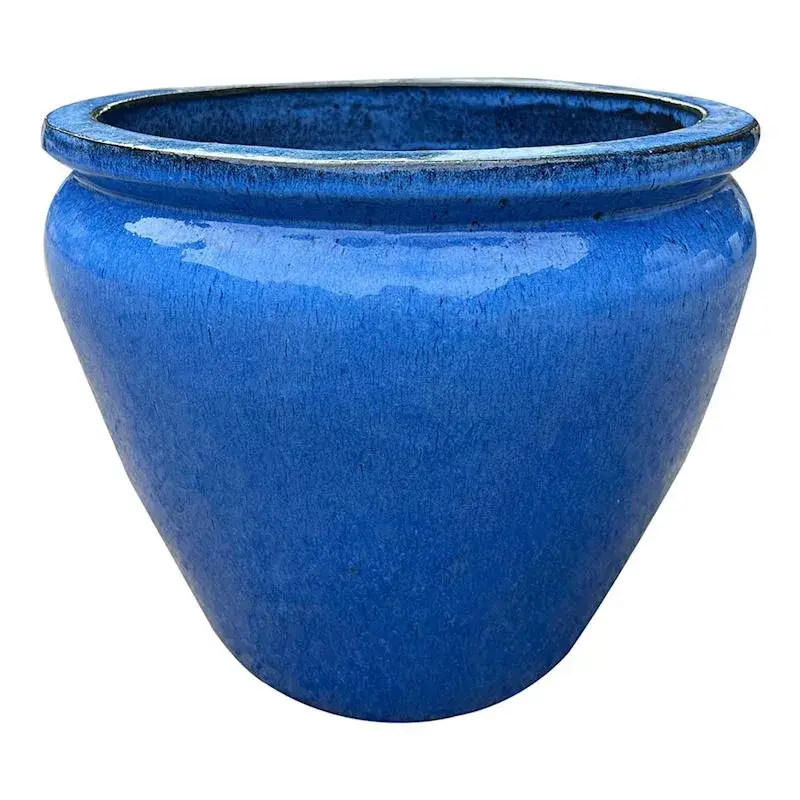 Arcadia Blue Ceramic Outdoor Planter, Medium Top Rated