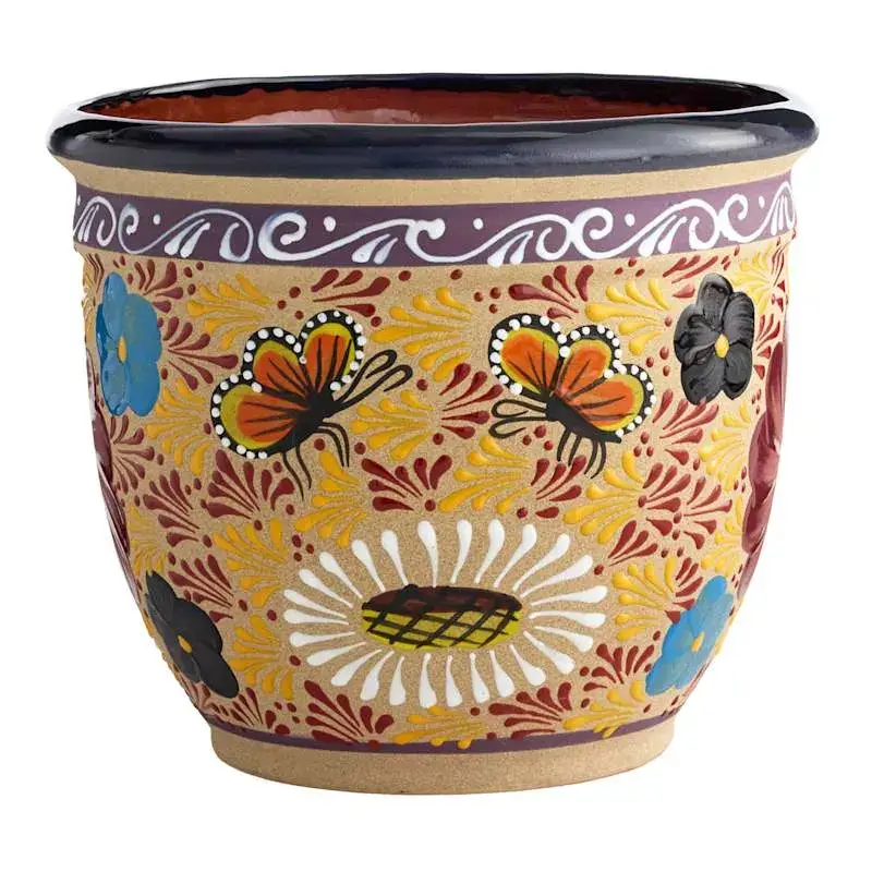 Cheap Handpainted Butterfly Outdoor Planter, Medium