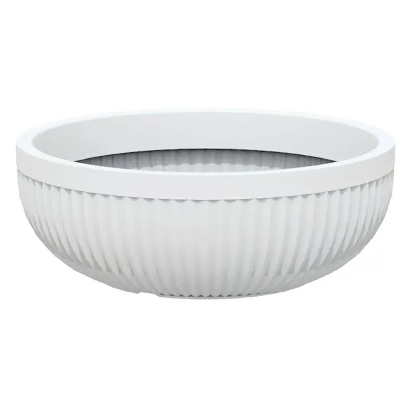 Markdown Japi Off-White Flute Bowl Outdoor Planter, Small