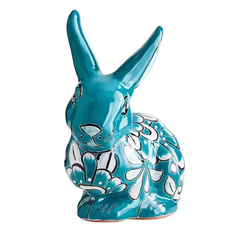 Bargain Blue Talavera Rabbit Outdoor Statue